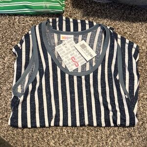 LuLaRoe Navy and White Striped Tank Top